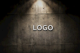 logo样机光墙上