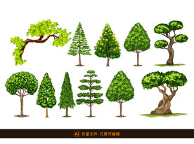 各种树木矢量插画