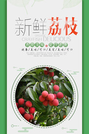夏季水果新鲜荔枝宣传海报