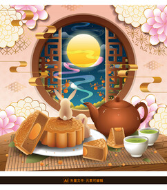 折纸风中秋节海报