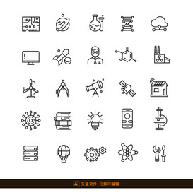 科技元素线性图标