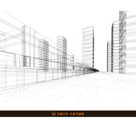 城市建筑透视线条