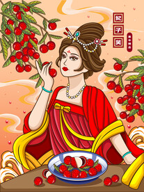 妃子笑龙眼荔枝插画海报