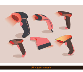 扫码枪测温枪插画