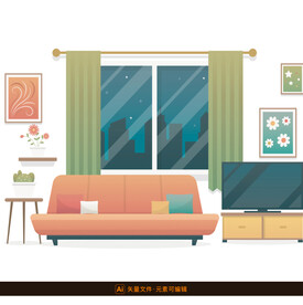 卧室矢量插画素材