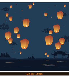 孔明灯中秋夜晚背景
