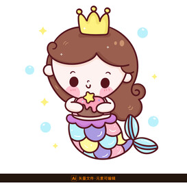卡通美人鱼公主
