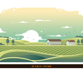 茶园农场矢量插画