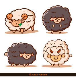 绵羊卡通插画