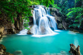 瀑布 溪水 流水 森林 小溪 