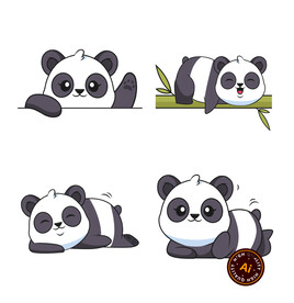 可爱卡通熊猫插画