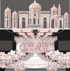 粉色城堡婚礼制作文件 输出图片