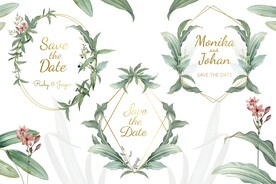 绿色花卉婚礼邀请函