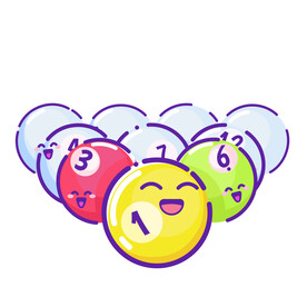 卡通插画彩色台球