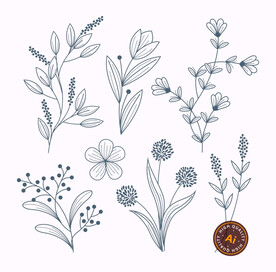 线描植物枝条素材