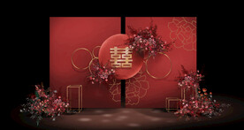 简约红金色新中式婚礼效果图