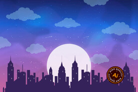 美丽城市夜晚剪影