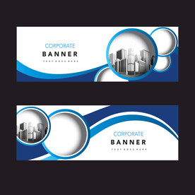 蓝白波浪渐变banner