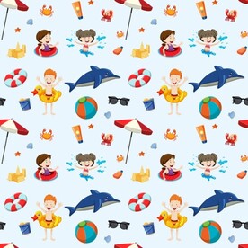 卡通游泳循环图案