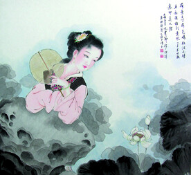荷花丽人图