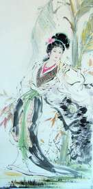 蕉荫美人图