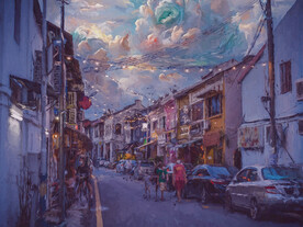  唯美风景油画背景图片素材