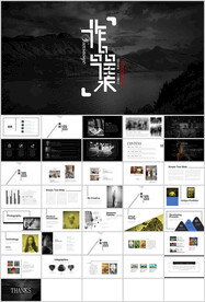 黑白极简设计个人作品集通用模板