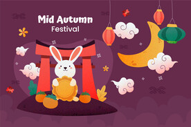中秋节卡通插图 