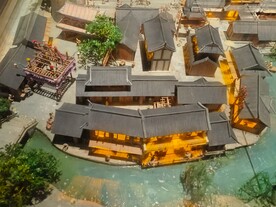 微观建筑模型古代复古房屋分布