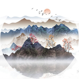 轻奢装饰画 新中式山水画