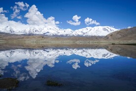 天山雪山绿草地