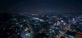 鸟瞰航拍城市高楼夜景霓虹风光