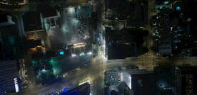 航拍鸟瞰城市夜景高楼霓虹风光