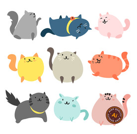 卡通猫咪矢量插画