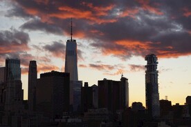 城市 纽约 鸟瞰 地平线 都市