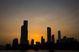 城市 纽约 鸟瞰 地平线 都市