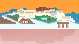 城市地标建筑插画手绘
