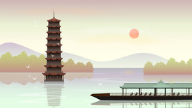城市地标建筑插画手绘