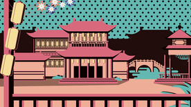 城市地标建筑插画手绘