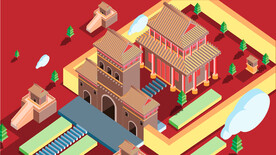 城市地标建筑插画手绘