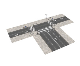 C4D模型马路街道路口