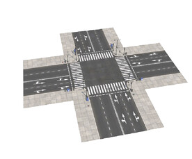 C4D模型马路街道路口