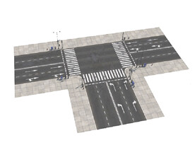 C4D模型马路街道路口