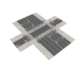 C4D模型马路街道路口