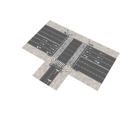 C4D模型马路街道路口
