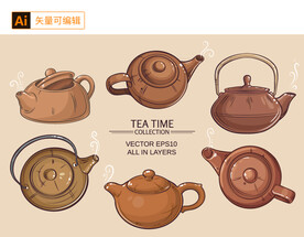 茶壶手绘素材