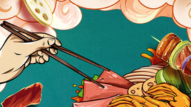 烧烤美食国潮风插画海报背景