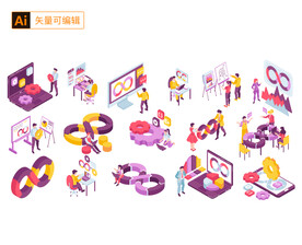 营销商务办公场景插画