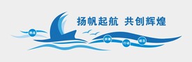 蓝色乘风破浪企业文化墙