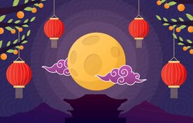 ai矢量紫色中秋背景